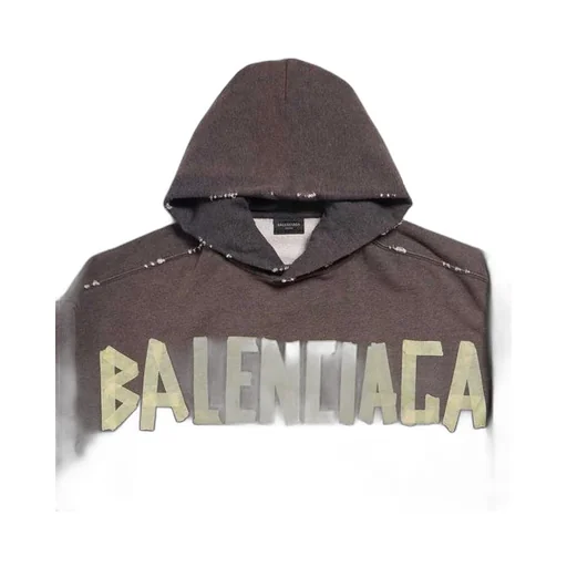 Tape Type Ripped Pocket Hoodie Large Fit