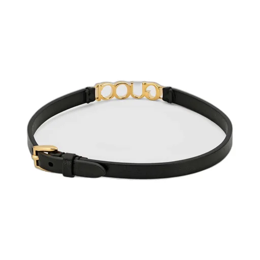 Leather necklace with Gucci script