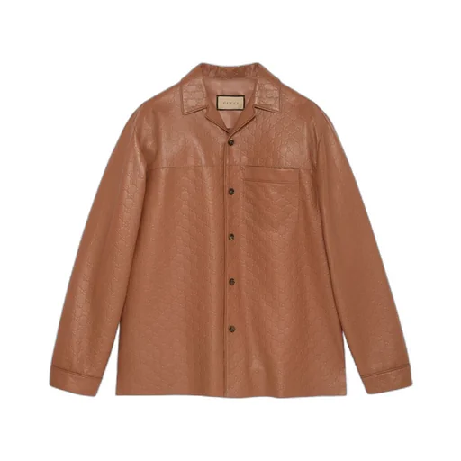 GG embossed leather shirt