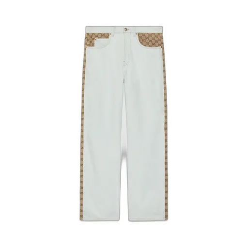 Washed organic denim trouser with GG