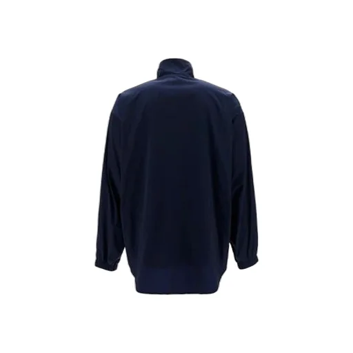 Logo Zipper Stand Collar Jacket Blue