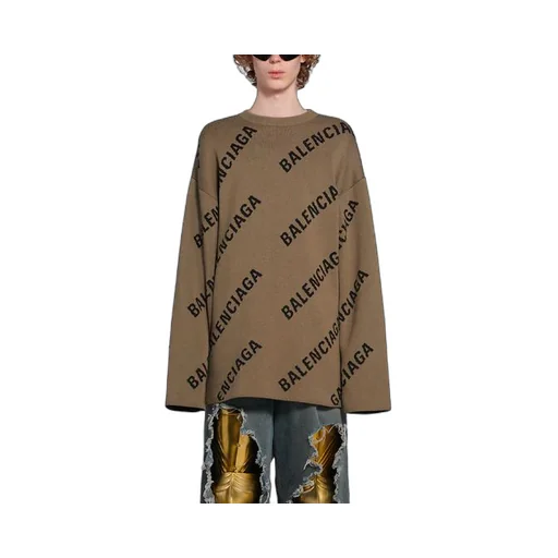All Over Logo Crewneck Wool Knit Sweater