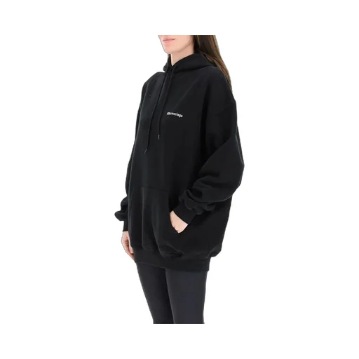 Logo Cotton Hoodie Black