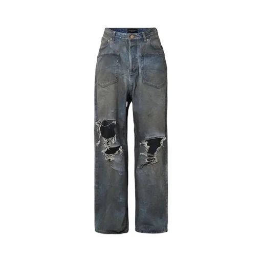 Patched Pockets Baggy Jeans