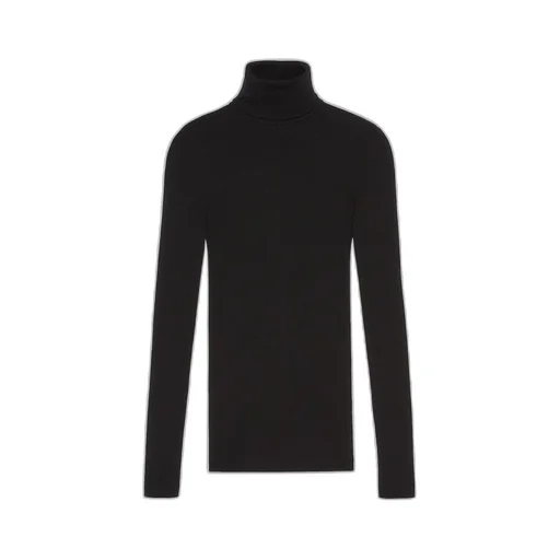Fine rib knit wool turtleneck