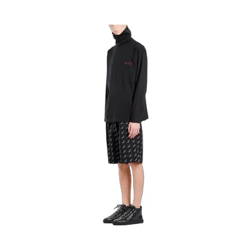 Sinners Print Embroidered Logo Half Zipper High Collar Sweater