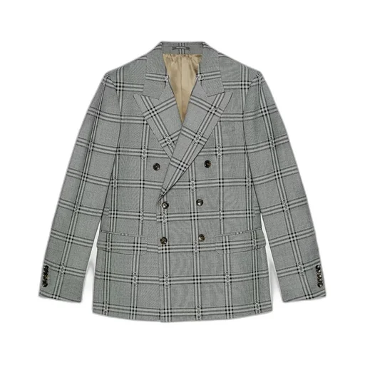 Horsebit check wool jacket