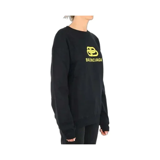 Logo Loose Swea Round-neck Long Sleeve Black