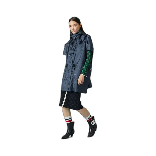 GG nylon jacquard hooded jacket