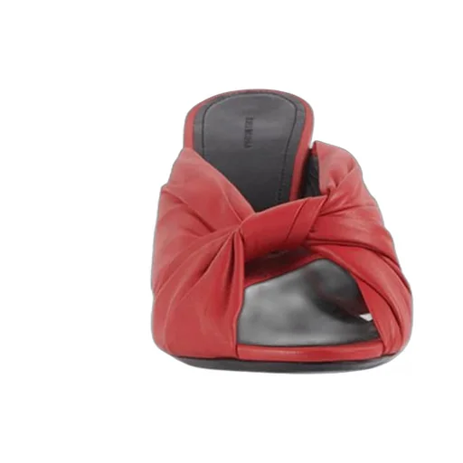 Drapy Sheep Leather Mules Red