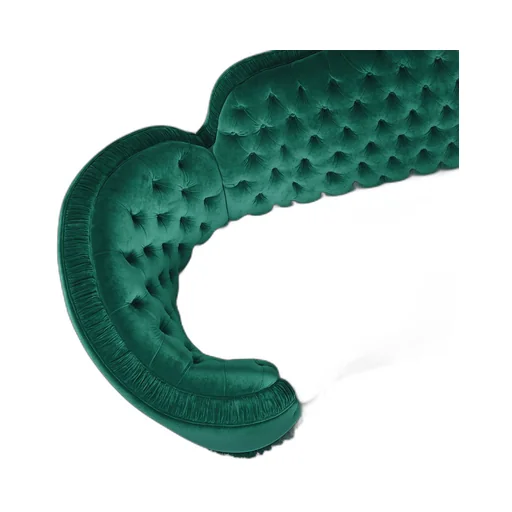 Capitonné camelback sofa