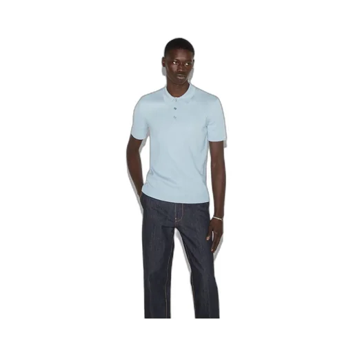 Silk cotton knit polo shirt