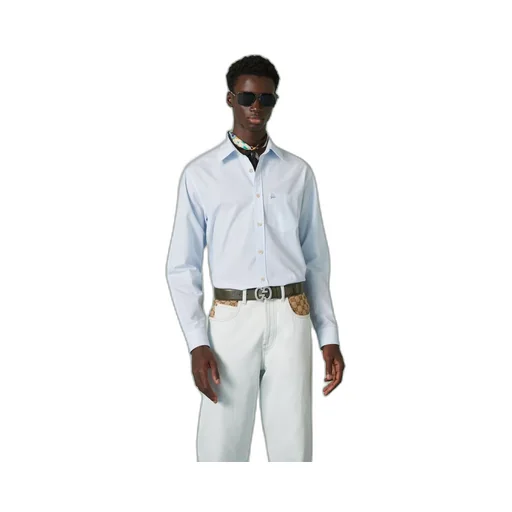 Striped cotton shirt with embroidery