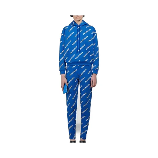 Full Print Alphabet Logo hooded Drawstring Hoodie Blue