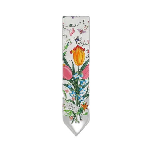 Flora print silk neck bow