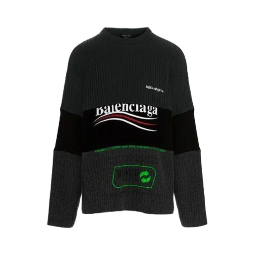 Political Campaign Ribbed Panelled Sweater