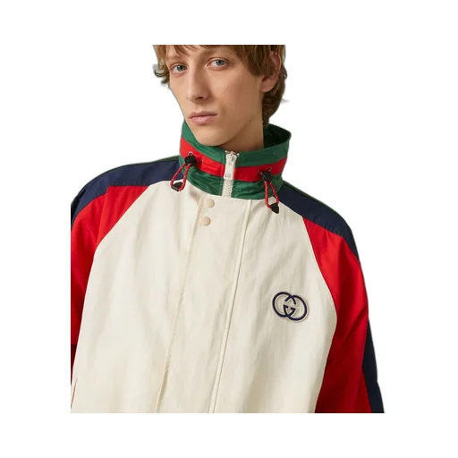 Cotton nylon jacket with patch