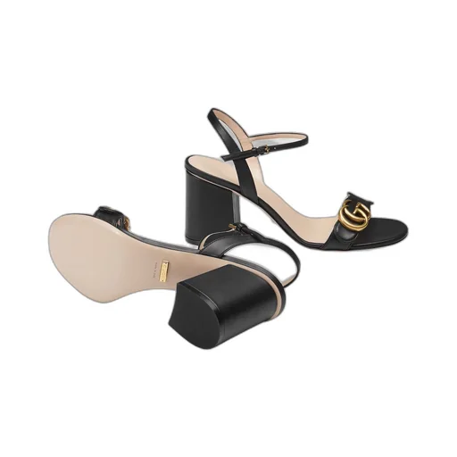 Leather mid-heel sandal