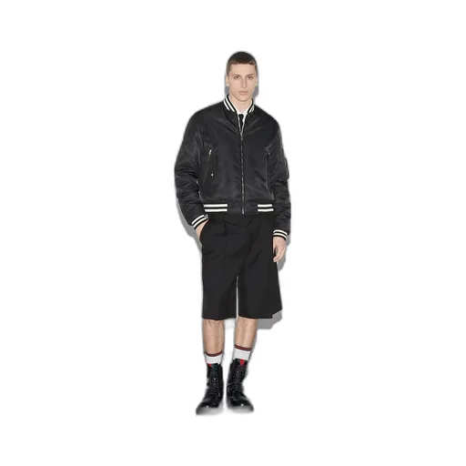Reversible nylon bomber jacket