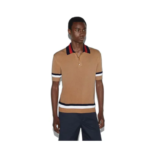 Piquet knit cotton polo shirt