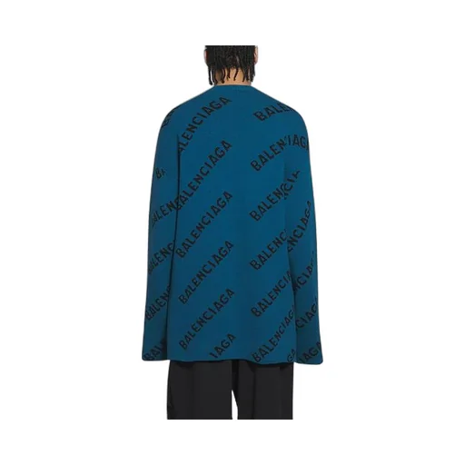 All Over Logo Crewneck Wool Knit Sweater