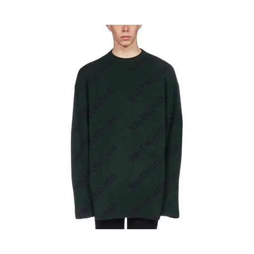 All Over Logo Crewneck Wool Knit Sweater