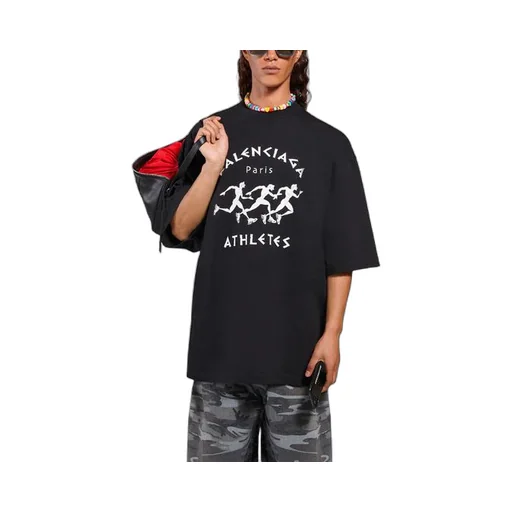 Running Pattern Printing Logo Loose T-Shirt