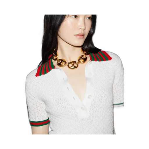 Cotton lace polo T-shirt