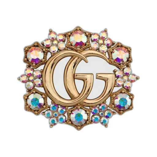 Double G crystal flower brooch