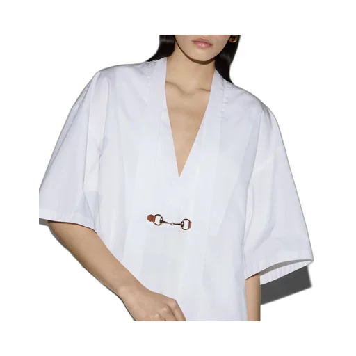 Cotton poplin dress with Horsebit