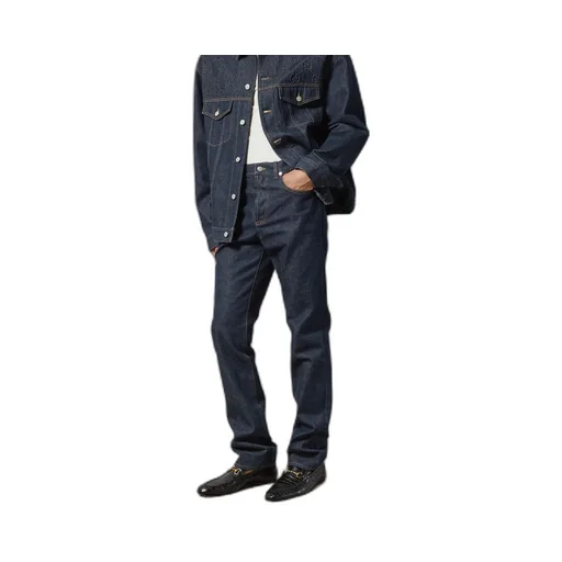 Denim trousers with GG embossed detail