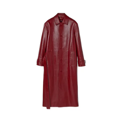Shiny leather trench coat