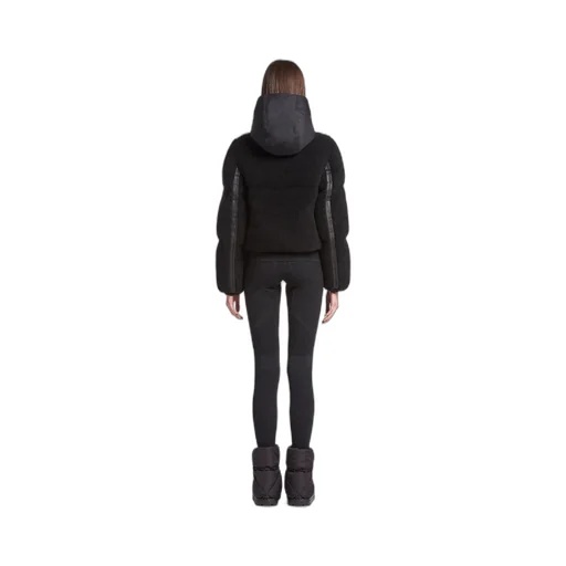 Cropped recycled fleece down jacket