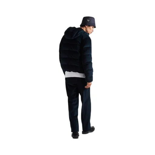 Cropped corduroy down jacket