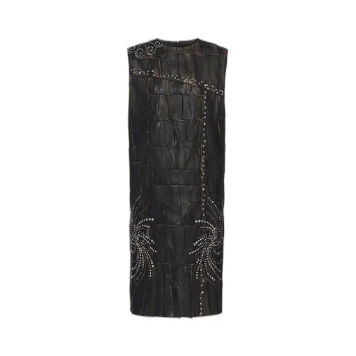 Nappa leather patchwork dress