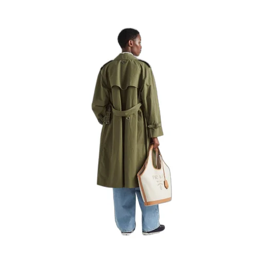 Double-breasted canvas trench coat