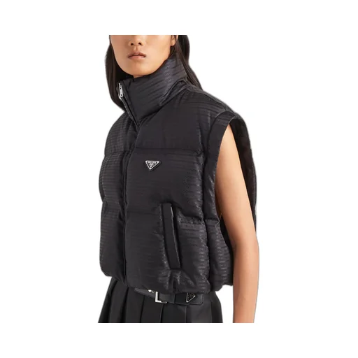 Re-Nylon cropped hooded down jacket