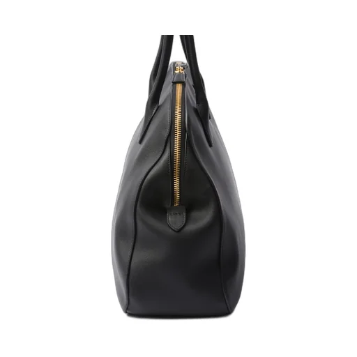Large leather tote bag with zipper closure