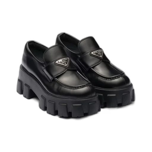 Brushed leather Monolith loafers
