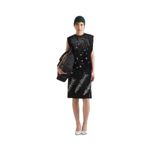Embroidered velvet dress