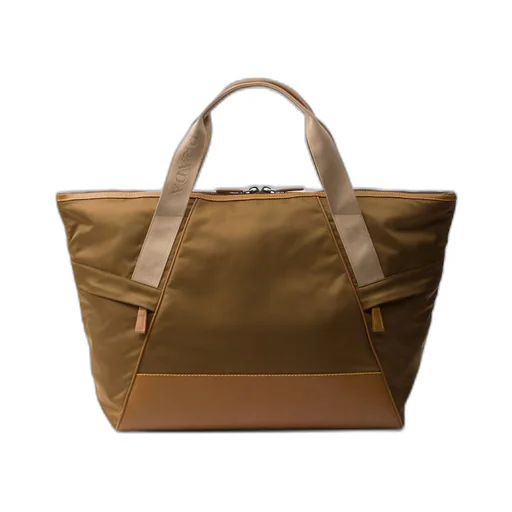 Re-Nylon and leather duffel bag