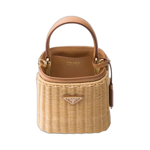 Mini wicker and leather Prada Panier bag