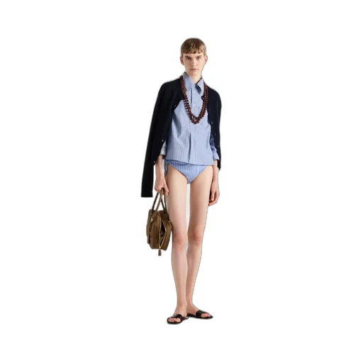 Striped poplin bikini bottom