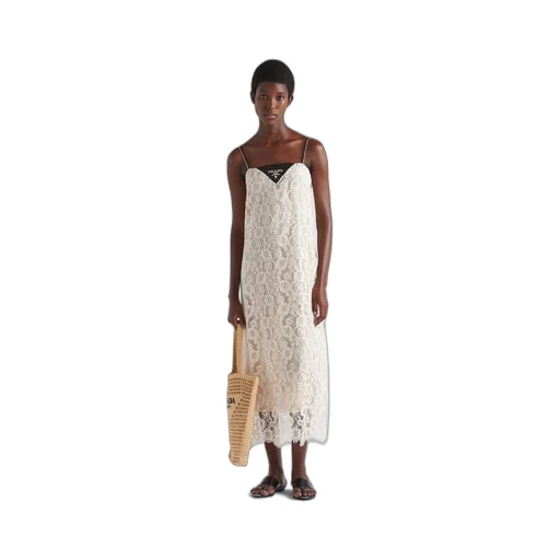 Embroidered lace midi-dress