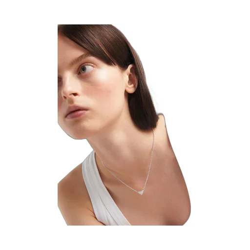 Eternal Gold micro triangle pendant necklace in white gold and diamonds