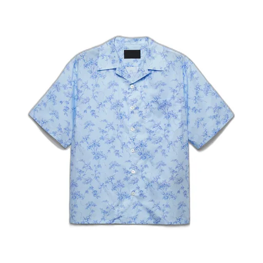 Short-sleeved printed cotton shirt
