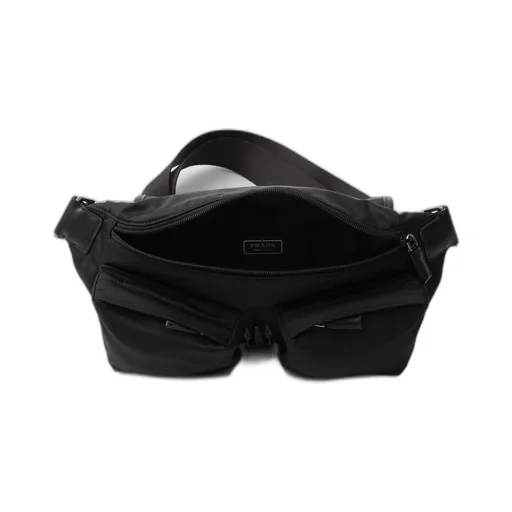 Re-Nylon and leather shoulder bag