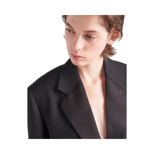 Single-breasted kid mohair jacket with feathers
