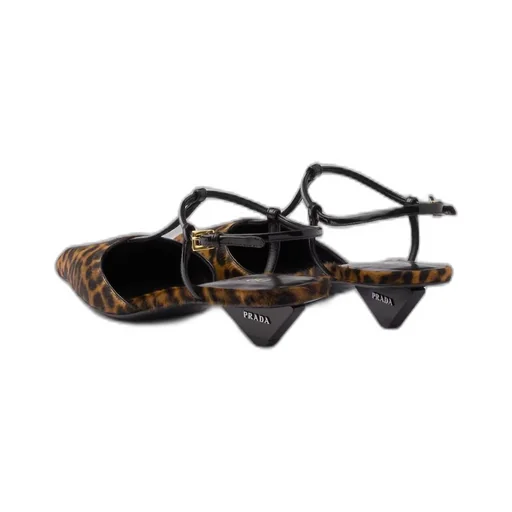Printed leather slingback pumps