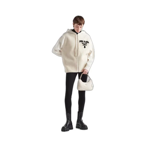 Oversized cashmere and shearling sweatshirt